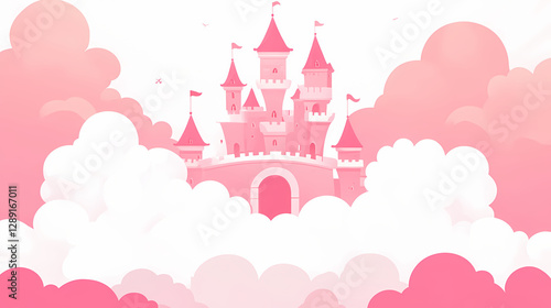 Whimsical cloud castle vector flat minimalistic isolated illustration. whimsical cloud castle. illustration. Whimsical Cloud Castle. Illustration