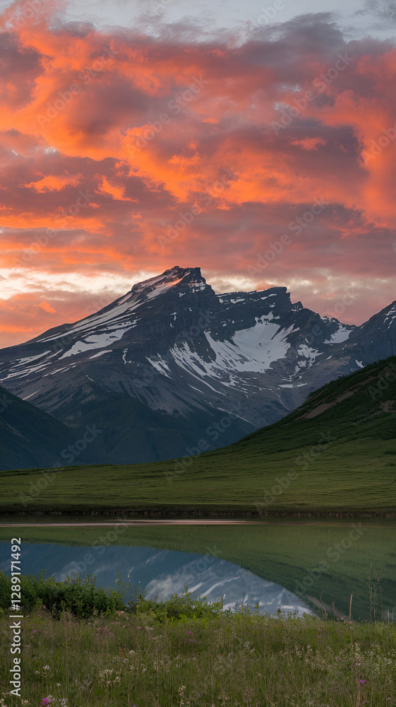 Naklejka premium sunset in the mountains