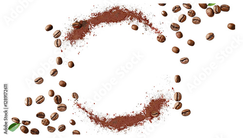 coffee beans frame, vector PNG, isolated roasted coffee border, espresso design, cafe decor, organic beans frame, hot coffee theme, mocha pattern, barista