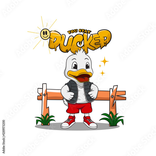Duck mascot isolated on flat background