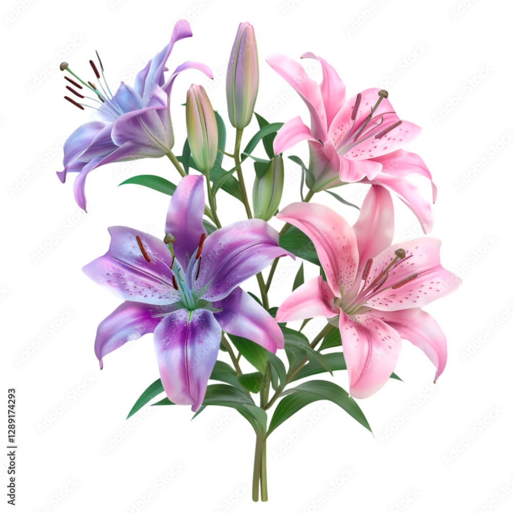 Elegant Lily Bouquet Pink Purple Blooms Floral Beauty Elegant Lily Bouquet Pink Purple Blooms Floral Beauty