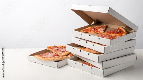 Wallpaper Mural Pizza Slices in Cardboard Boxes on White Background Torontodigital.ca