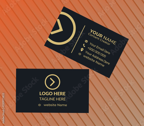 Modern Business Card -, Creative, and, Clean, Business Card, Template. Luxury, business, card, design, template. Elegant, dar, k, back background, with, abstract, golden, wavy, lines shiny. Vector, il