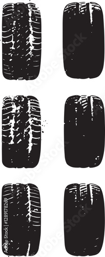 Silhouettes of traces car tires 