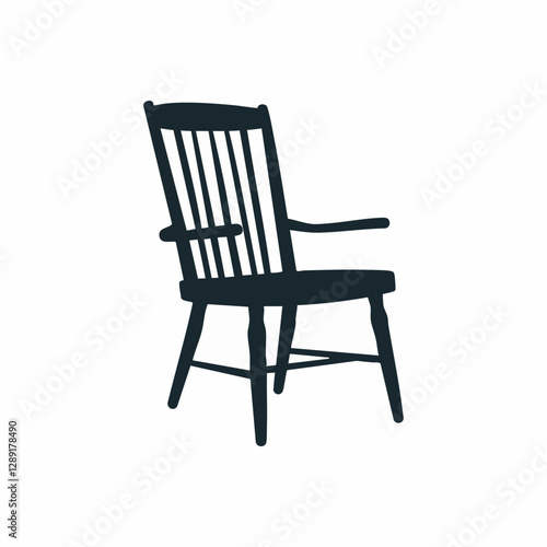 Silhouette of a Traditional Wooden Chair with Armrests