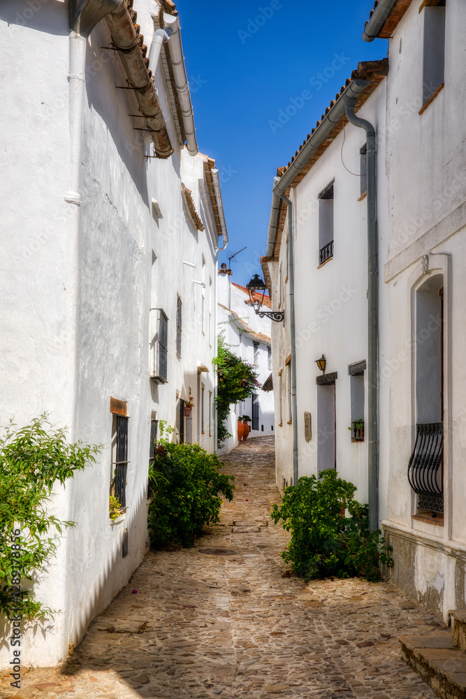 Narrow Walking Path in the Beautiful White Village of Castillo de Castellar in Andalucia, Spain Narrow Walking Path in the Beautiful White Village of Castillo de Castellar in Andalucia, Spain