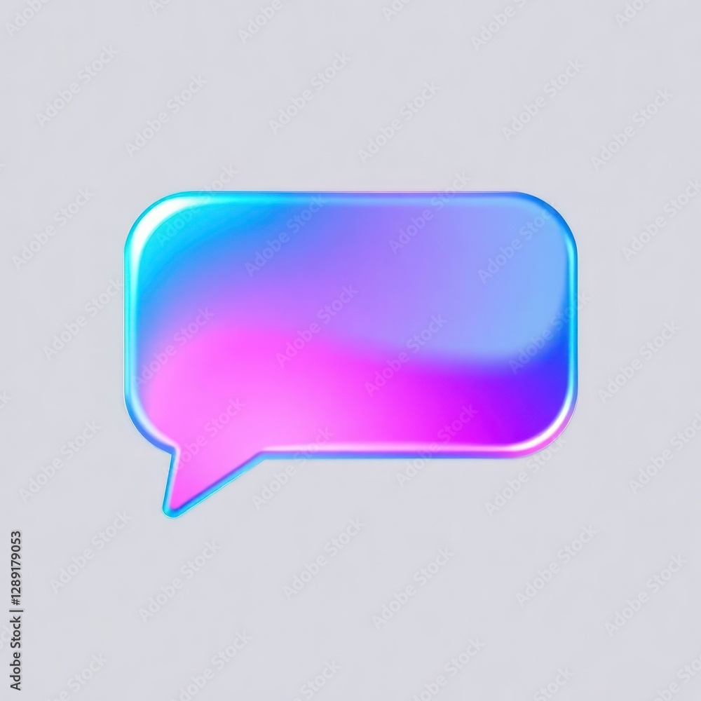 3D glossy gradient speech bubble icon with vibrant blue and pink tones, ideal for digital communication themes or modern UI design elements. Perfect Any Project. 3D glossy gradient speech bubble icon with vibrant blue and pink tones, ideal for digital communication themes or modern UI design elements. Perfect Any Project.