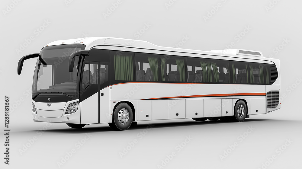 Modern Coach Bus with Red Highlights for Transportation and Travel Concepts Modern Coach Bus with Red Highlights for Transportation and Travel Concepts
