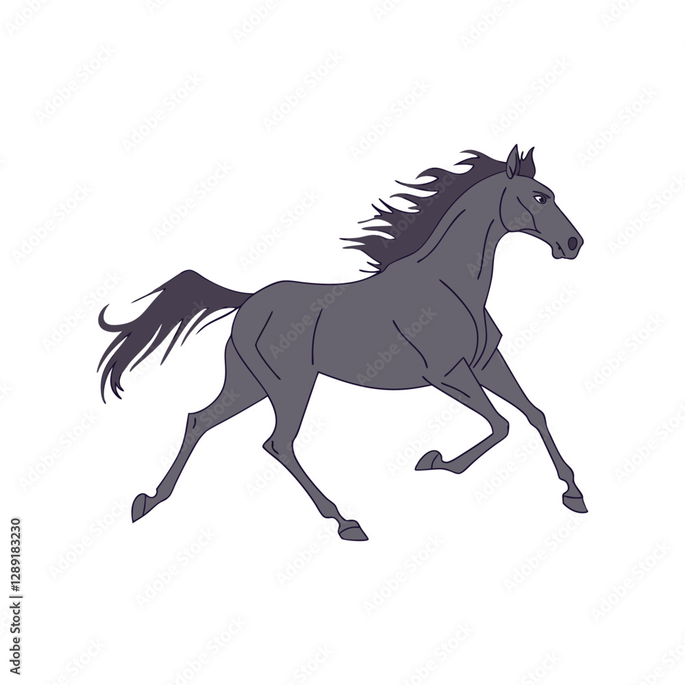 A silhouette of a running horse vector art A silhouette of a running horse vector art