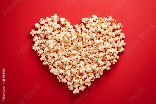 Scattered popcorn kernels isolated on a clean backdrop, providing a detailed close-up of a crunchy movie snack, ideal for food advertisements, book illustration style