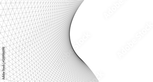 Abstract Geometric Architecture. Futuristic Minimalist Structures with Wireframe and Mesh