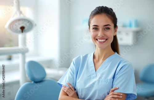 Portrait of happy smiling young female dentist in clinic office. Attractive woman doctor in uniform. Dental treatment, oral care, healthy teeth concept. Stomatology, hygiene in hospital background. Free Download Portrait of happy smiling young female dentist in clinic office. Attractive woman doctor in uniform. Dental treatment, oral care, healthy teeth concept. Stomatology, hygiene in hospital background. - GFXLoad