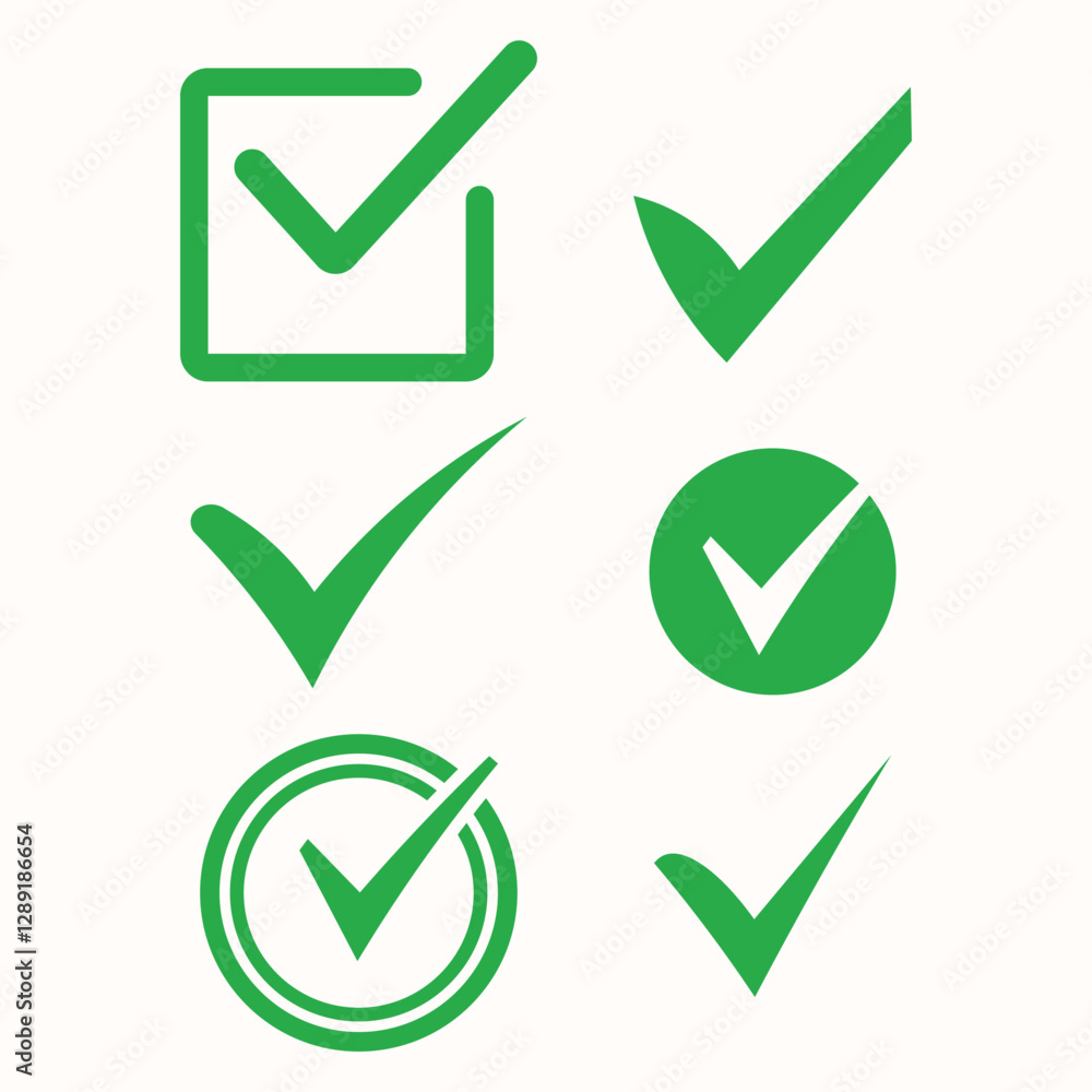 Green Checkmark Icons for Various Purposes Green Checkmark Icons for Various Purposes