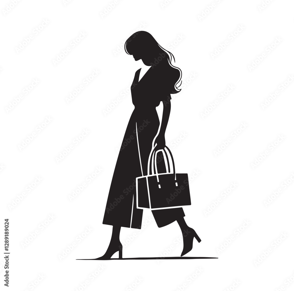 women with hand bag silhouette vector illustration women with hand bag silhouette vector illustration