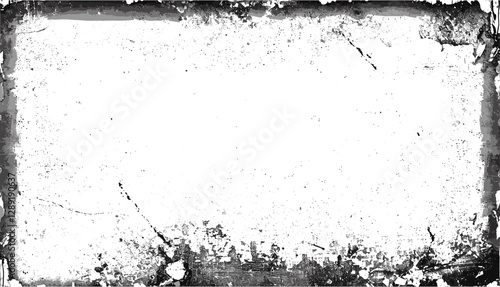 Overlay textures with old damage, grimy vignette edge with intense marks, eroded photographic plate surface, grunge black and white texture, scratched worn effect,