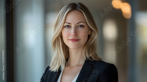Wallpaper Mural Professional executive headshot of confident businesswoman modern office space portrait photography bright environment eye-level perspective Torontodigital.ca