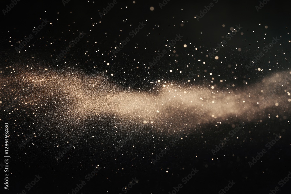 Fototapeta premium Illuminated Dust Particles in Motion Against a Dark Backdrop