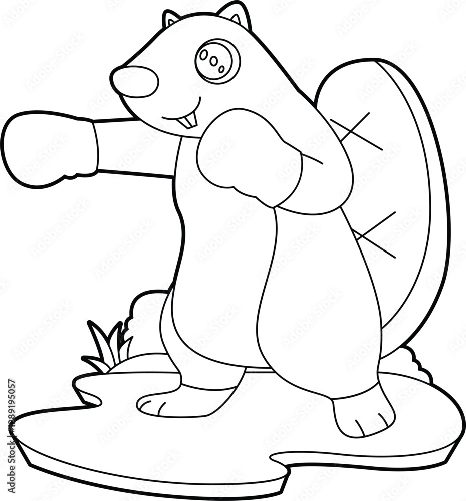 Beaver Boxer Boxing gloves Boxing Animal Vector Graphic Art Illustration Beaver Boxer Boxing gloves Boxing Animal Vector Graphic Art Illustration