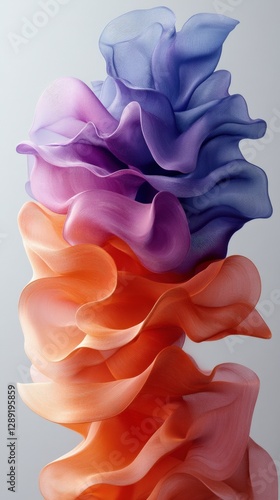 Colorful flowing fabric in soft waves showcasing intricate textures