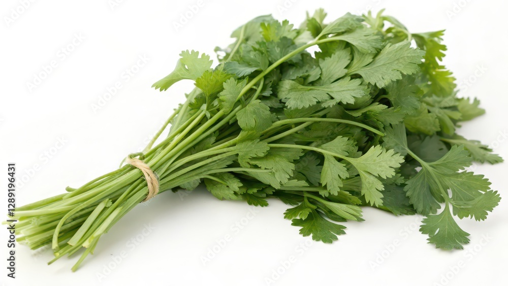 Fresh Cilantro Bunch on White Background Fresh Cilantro Bunch on White Background