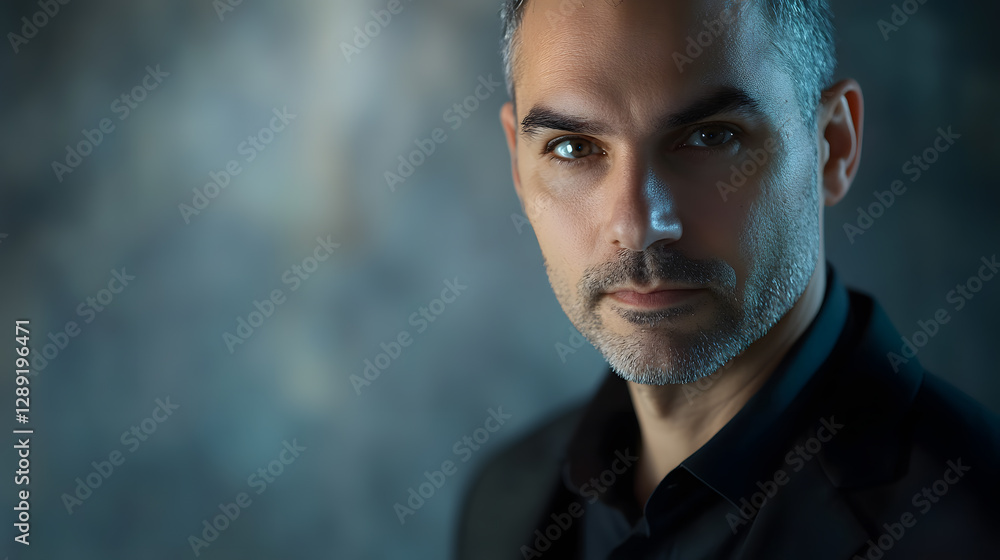 Modern professional headshot of a man studio setting portrait photography futuristic aesthetic close-up view professional identity Modern professional headshot of a man studio setting portrait photography futuristic aesthetic close-up view professional identity