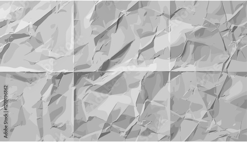 Bild auf Leinwand Vector folded paper texture overlay, heavily creased, transparent background, vi