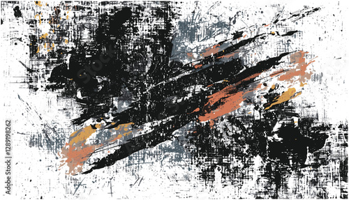 Heavy grunge paint texture, vector smeared overlay, transparent background, rough brush stroke, artistic distressed effect, abstract messy pattern, ink splatter, vintage retro