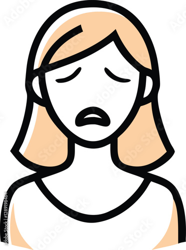 sad girl icon mascot logo