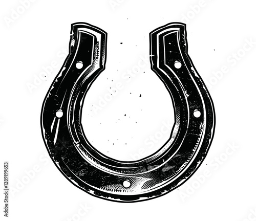 Retro horseshoe stamp, vector illustration, grunge texture, vintage stencil, old-fashioned emblem, distressed design, graphic art, retro style, grunge graphic,