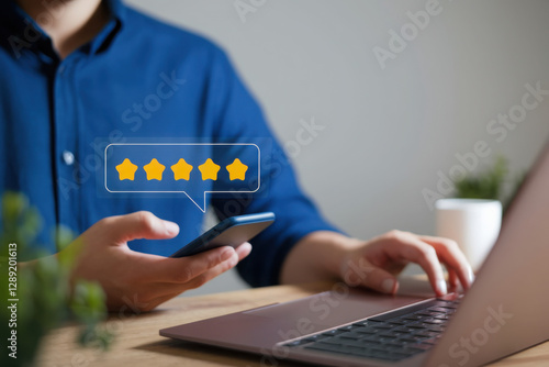 Obraz na płótnie review rating 1 star. concept of low quality, and unhappy, feedback and opinions complaints from the client, bad review icon dissatisfied, experience negative of customers in a service w salonie