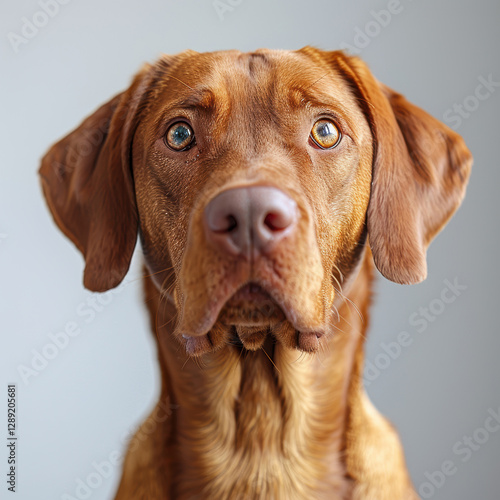 Wallpaper Mural Close-up of Irish Setter with expressive eyes, slightly tilted head, curious or attentive expression, light bluegrey eyes contrasting with red fur, silky coat, dark nose, professional - AI-Generated Torontodigital.ca