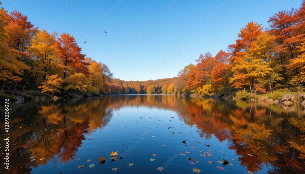 The Stunning Nature of Autumn Background with Bright Red and Orange Leaves Golden Trees Soft Sunlight Covering the Ground and a Scenic Forest Pathway Creating a Breathtaking Fall Landscape for a Peace The Stunning Nature of Autumn Background with Bright Red and Orange Leaves Golden Trees Soft Sunlight Covering the Ground and a Scenic Forest Pathway Creating a Breathtaking Fall Landscape for a Peace