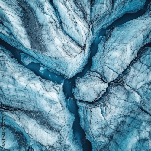 Wallpaper Mural Aerial View of Cracked Glacial Ice with Stunning Blue Tones Torontodigital.ca