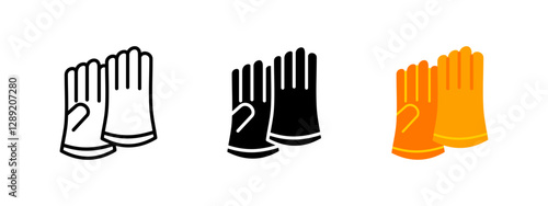 Protective gloves icon. Safety and security handwear symbol. Industrial work protection vector illustration. Durable grip and defense pictogram. Construction equipment and shielding concept.