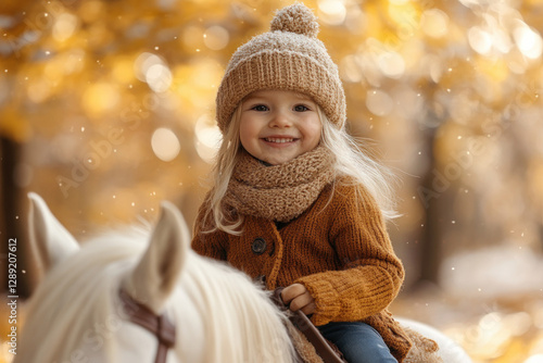 A child riding a horse, joy...