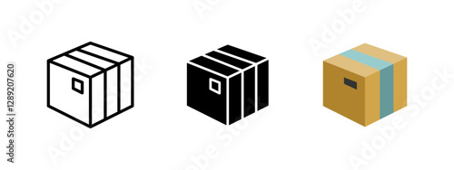 Delivery box icon. Shipping and package symbol. Logistics and transport vector illustration. Cardboard carton pictogram. Parcel and ecommerce concept.