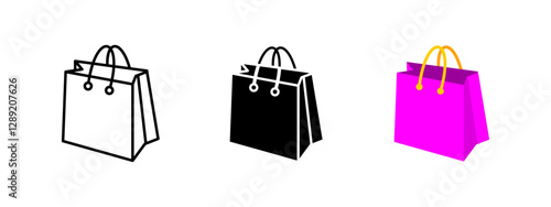 Shopping bag icon. Retail and purchase symbol. Store and market vector illustration. Fashion and commerce pictogram. Carry and packaging concept.