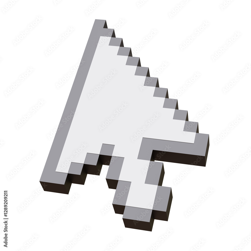 Mouse cursor arrow isolated on white, transparent. Computer click pointer icon