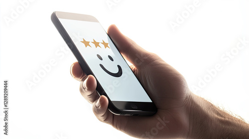 Wallpaper Mural Smartphone Showing Three Stars and Smiley Face Positive Customer Feedback Torontodigital.ca