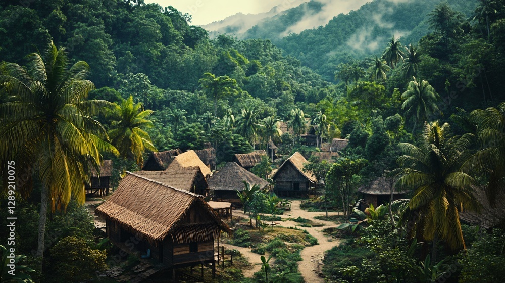 Traditional Village in Palawan Forest, Philippines Traditional Village in Palawan Forest, Philippines
