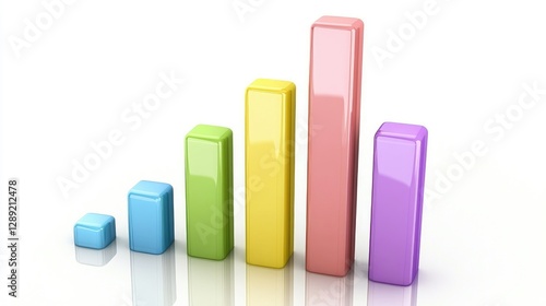 Free Download A futuristic D bar chart with tall, colorful bars emerging from a transparent grid. The bars represent financial growth, with reflections on a glossy surface below. - GFXLoad