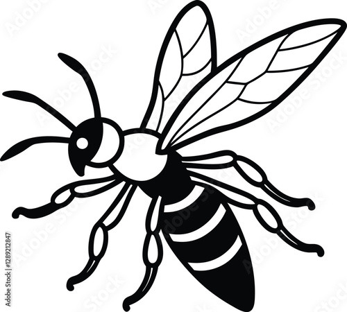 Wasp in attack stance silhouette illustration