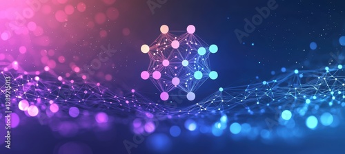 Futuristic machine learning logo with interconnected data nodes