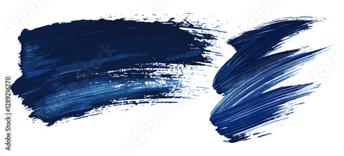 Isolated navy blue paint smear vector brushstroke on transparent png, artistic stroke, paint texture, brush stroke design, abstract smear, artistic splatter, white backdrop