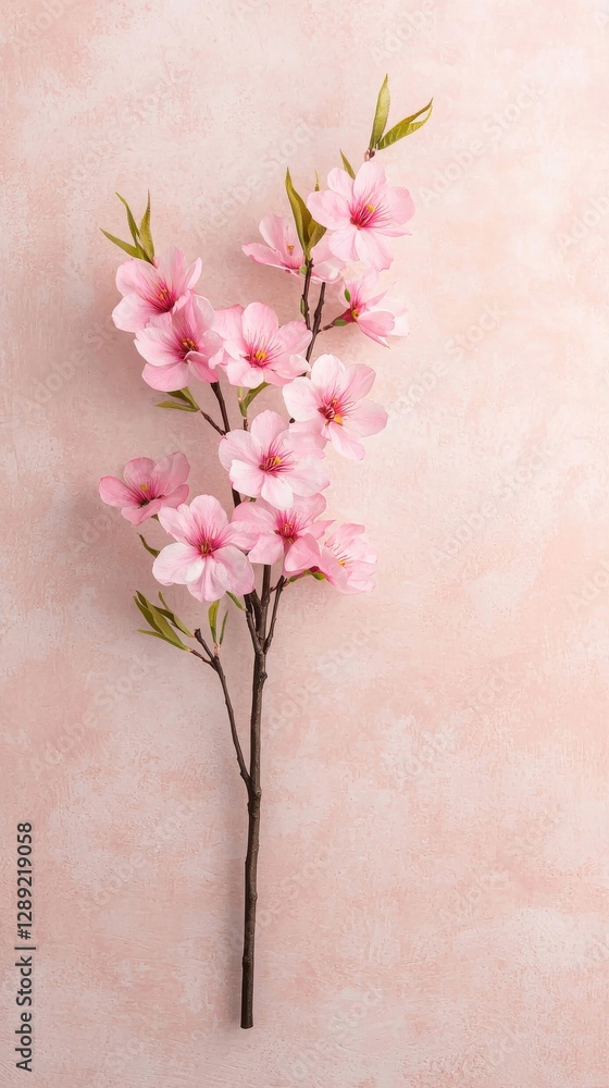 Cherry blossom branch floral arrangement studio soft aesthetic close-up nature's beauty Cherry blossom branch floral arrangement studio soft aesthetic close-up nature's beauty
