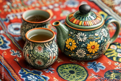 Top View Of Chinese Tea Set