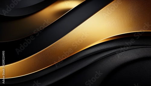 豪華で抽象的なグラデーションの金色と黒の背景画像（Luxurious abstract gradient gold and black background image）
