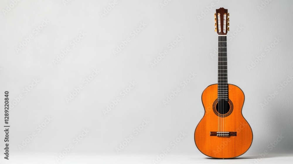 Fototapeta premium Classical guitar on white background; music, hobby