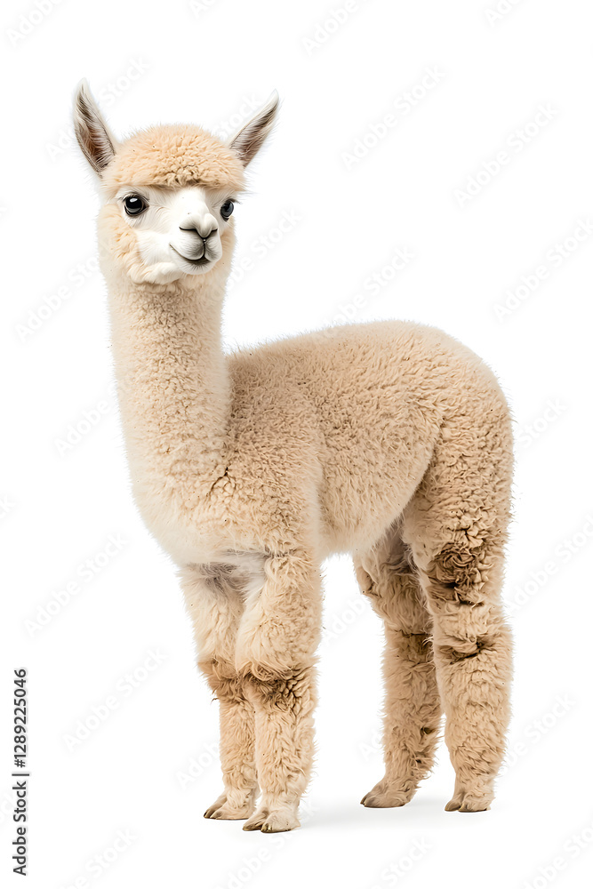 An adorable alpaca posing, isolated on white background An adorable alpaca posing, isolated on white background