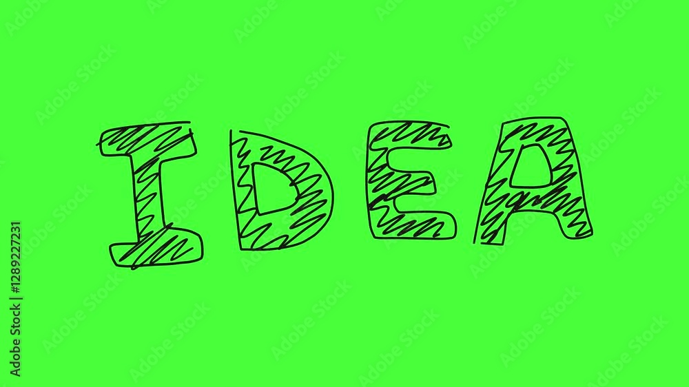 handwritten idea word on green screen video. chroma key handwritten idea word on green screen video. chroma key